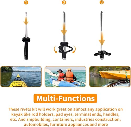 Miniatura 3 de Juego de 100 remaches de agarre triple de 316 pulgadas de largo, remaches ciegos de montaje de bombilla de tres pliegues con juntas tóricas