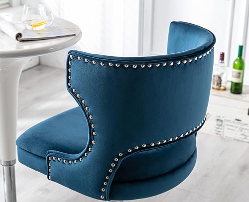 Miniatura 6 de Shunzhi Juego de 2 taburetes de bar giratorios de terciopelo ajustables con altura de mostrador con respaldobase, sillas de bar modernas tapizadas