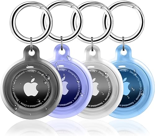 Llavero impermeable, paquete de 4 soportes, material TPU transparente, funda suave y a prueba de golpes para carteras, llaves, mascotas, equipaje y