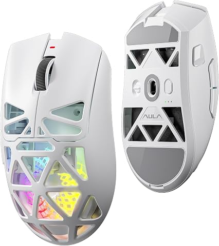 Aula SC620 PAW3311 Sensör 12000 DPI 1000Hz Kablolu ve Kablosuz Gaming Oyuncu Mouse Beyaz