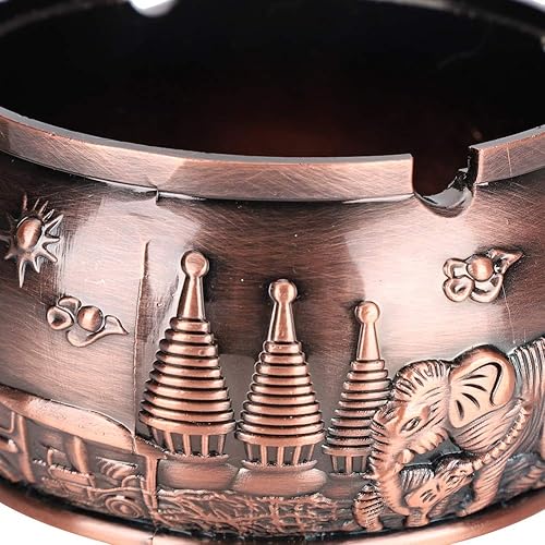 Miniatura 8 de OKJHFD Cenicero retro con tapa, diseño de aleación de zinc resistente al viento, cenicero decorativo de metal para interiores y exteriores, adecuado