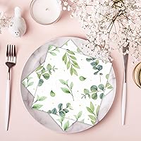 Vista 3 de 100 servilletas de papel de eucalipto, color verde salvia, decoración de fiesta de cumpleaños, servilletas de postre desechables con temática