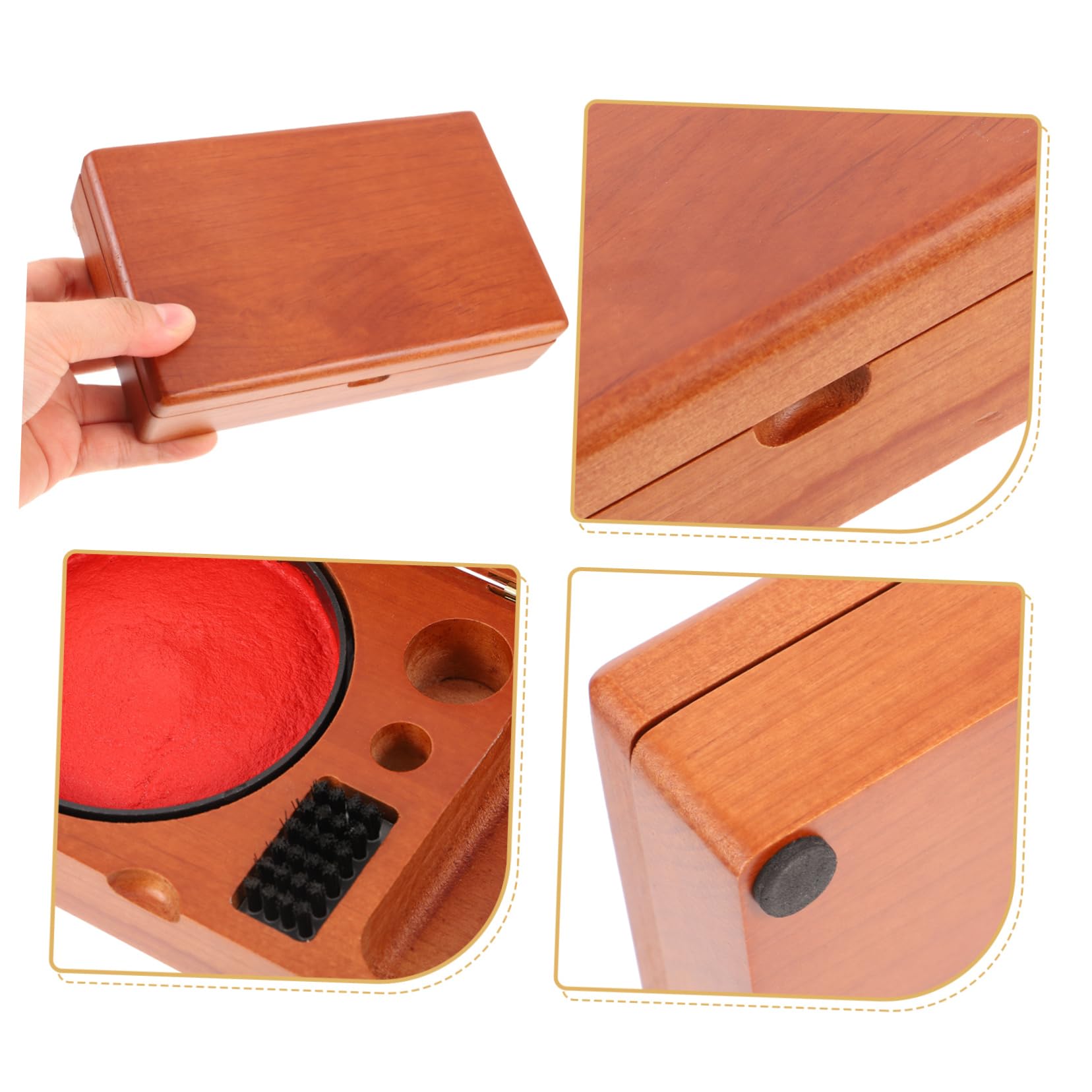 HAWILLOSCH Seal Stamp Box Wood Seal Box Ink Paste Container Desktop Vintage Wooden Stamper Storage Case