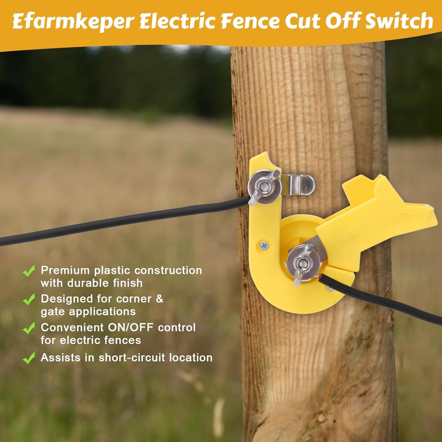 6 Pcs Electric Fence Cut Off Switch - Heavy Duty Plastic Single Pole Disconnect Knife Power Control for Livestock Fencing Systems-Yellow