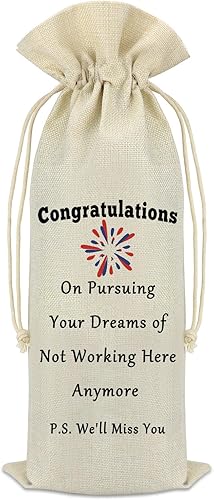 Bolsa de vino para compañeros de trabajo, regalos de despedida, decoración de fiesta de jubilación, bolsa de vino con cordón, regalo de despedida