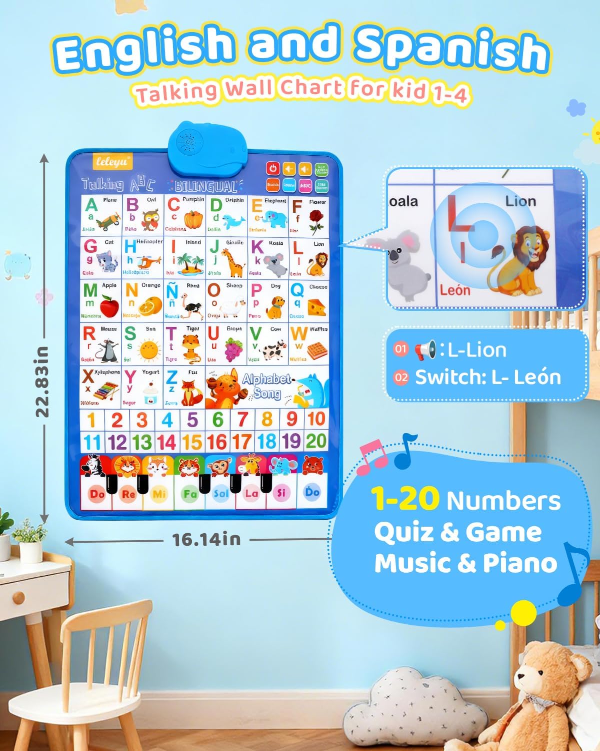 Spanish Alphabet Talking Wall Chart Toddlers