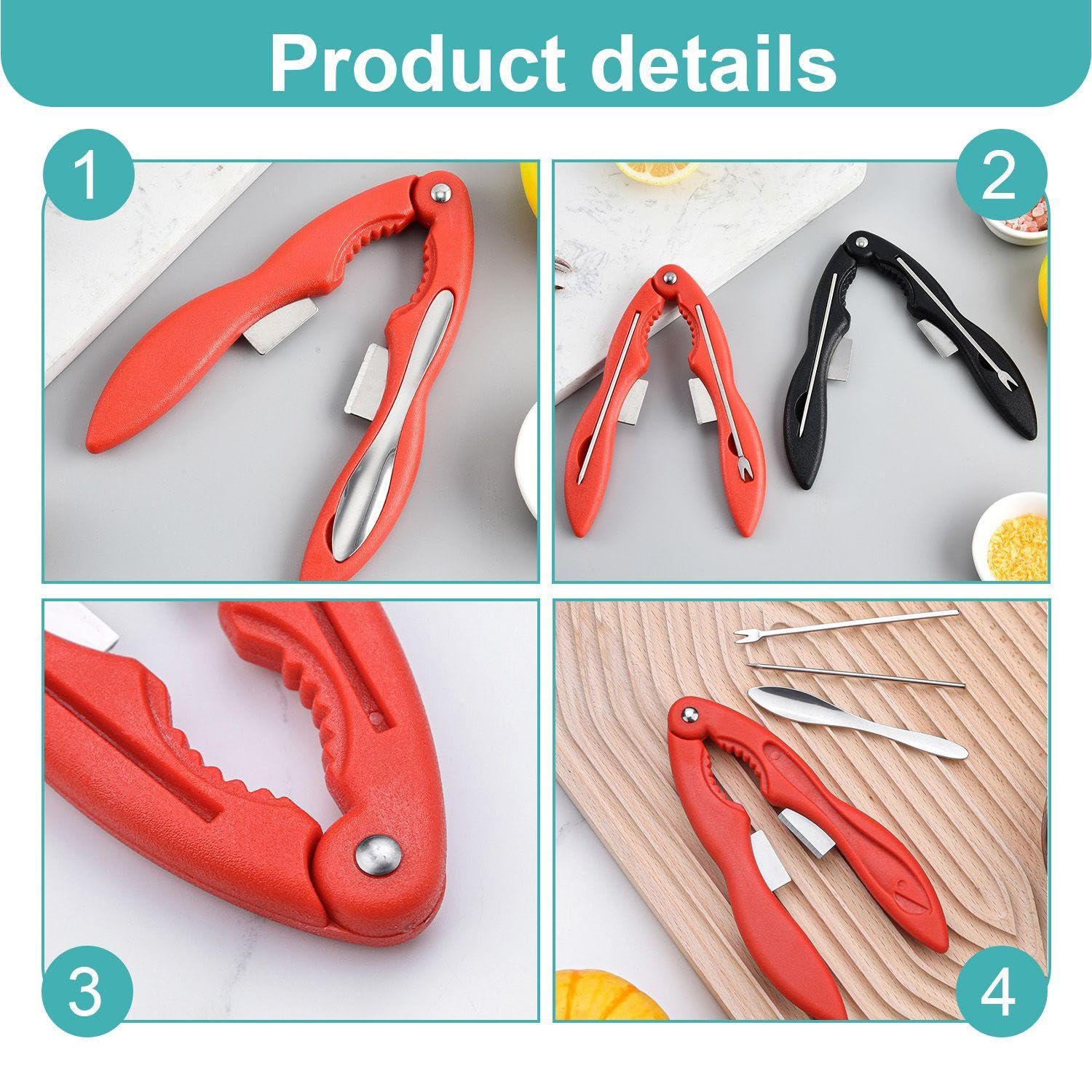 Set 10 Utensili Per Frutti Di Mare - Forbici, Forchette E Schiaccianoci Per Aragosta, Granchio E Ostriche - Foto 8