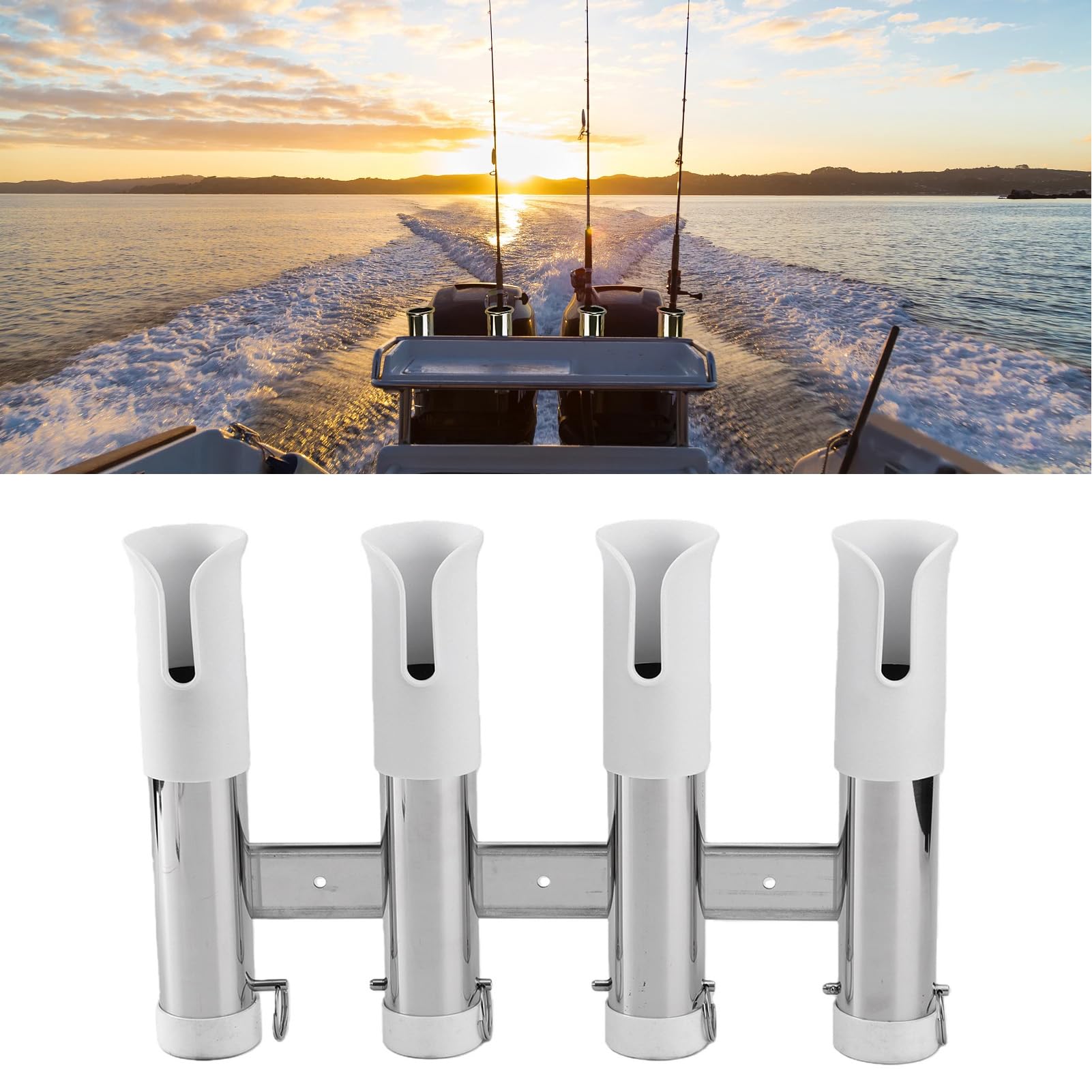 Portacanne per Barca da Pesca, Portacanne a Parete Verticale con Tubo a 4 Collegamenti in Acciaio Inossidabile 316, con Design a Bordo Arrotolato, per Kayak per Camion di Yacht