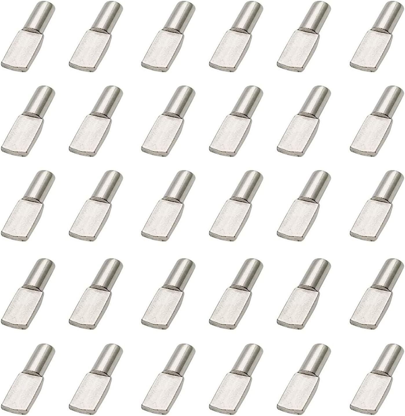 30 Pieces 5mm Shelf Support Pegs Pins Spoon Shape Cabinet Furniture Shelve Support, Nickel Plated