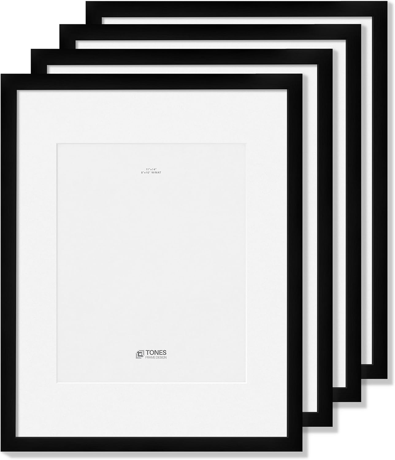 TONES FRAME DESIGN 11x14 Black Wood Picture Frame, 4Pack Photo Poster