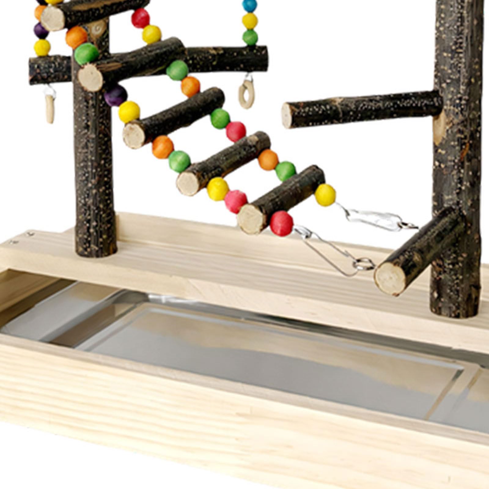 Vogelsitzstangen aus Naturholz, Spielzeug, Bunte Perlen, Kletterleiter und Schaukelspielzeug für Sittiche, Nymphensittiche, mehrfarbige hängende Kletterleiter aus Holz