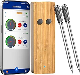 Wireless Meat Thermometer with 2 Ultra-Thin Probes, 700FT Long Range, 1000°F Heat Resistant, ±0.5°F Accuracy, App Controlled for iOS/Android - Ideal for BBQ, Grill, Oven, Smoker, 2025 New