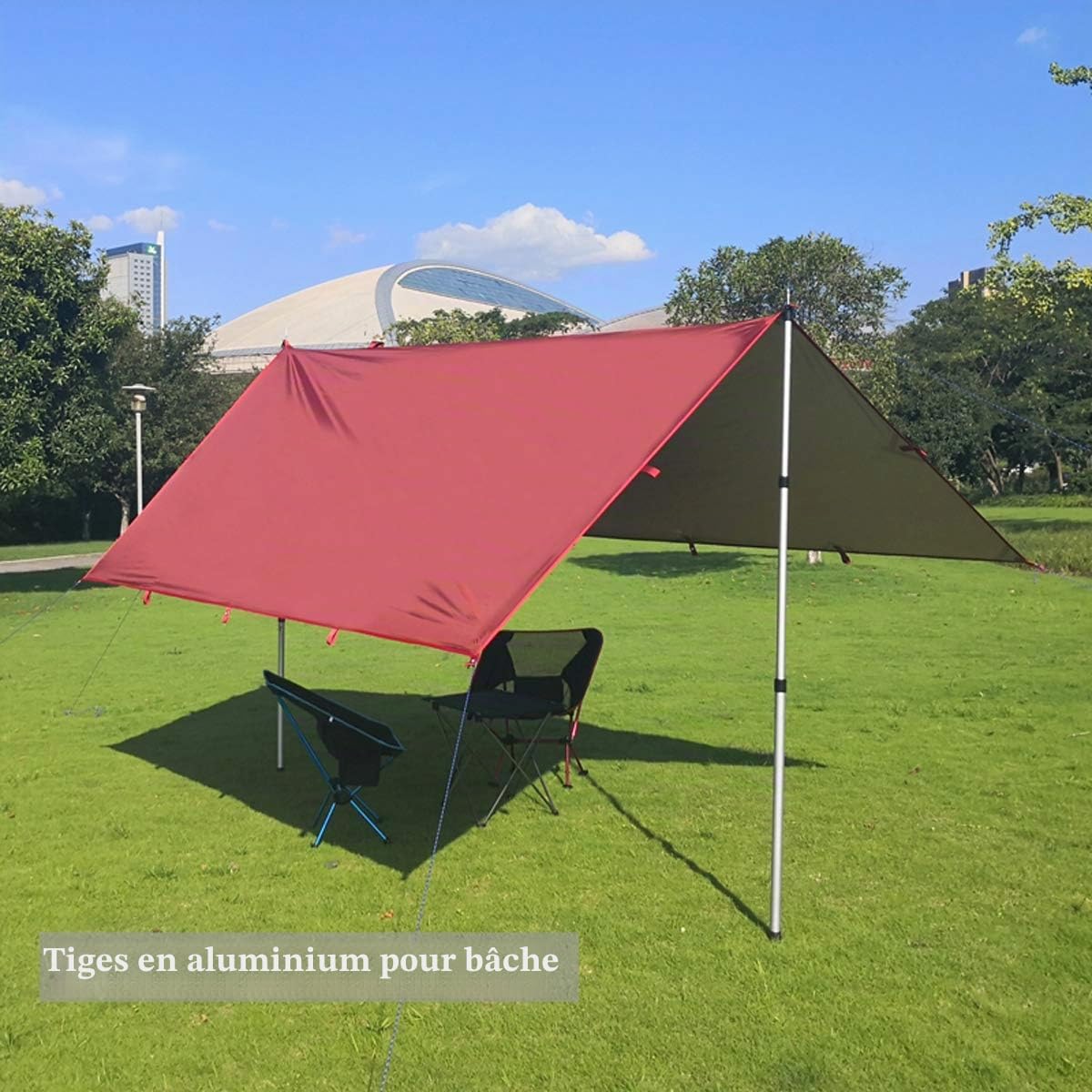 HIKEMAN Poteaux de Tente de Camping pour bâche, auvent, Porche, voiles de Soleil, bâche en Aluminium, réglables et télescopiques, 90 à 230 cm