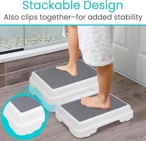 Miniatura 3 de Vive Taburete de baño (4.5 pulgadas), antideslizante, apilable, interiorexterior, taburete de seguridad para adultos, discapacitados, ancianos,