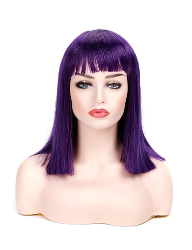 Miniatura 2 de Morvally - Peluca con flequillo de 14 pulgadas, corte corto recto