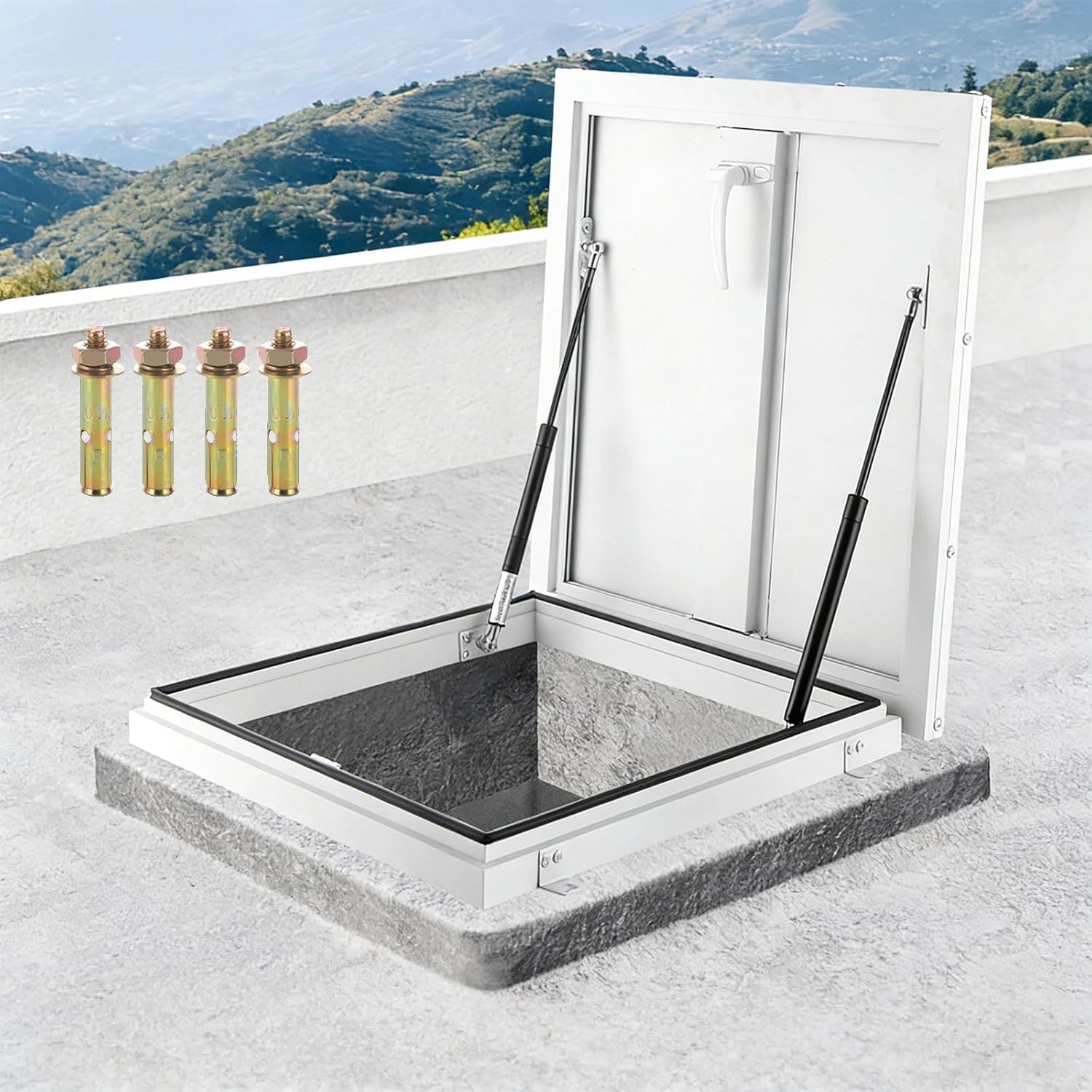 Roof Hatch, Roof Access Hatch, with Sealing Rubber Gasket & Handle, with Hydraulic Support Rod and Switch Type Handle, for Home Industry(70cm/27.6in)