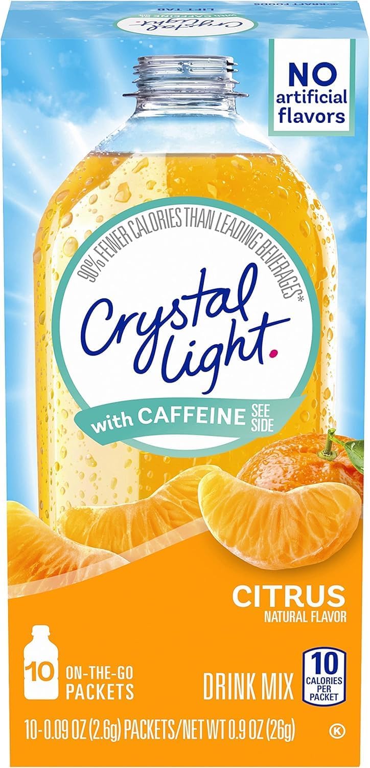 Citrus Drink Mix with Caffeine, Natural Flavor, 10 On-the-Go Packets, 10 Calories per Packet 26g (Froduct Of UK) From DECADENT FOODS