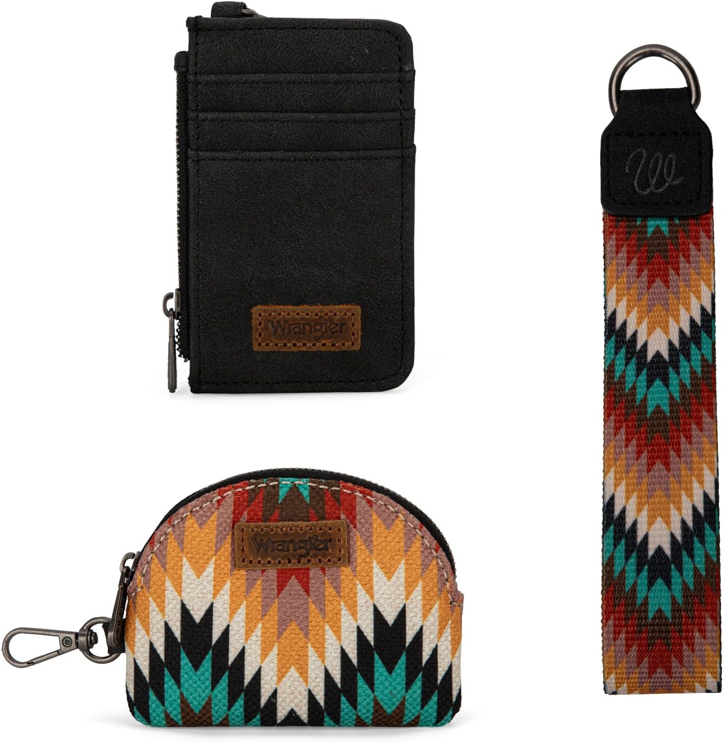 Montana West Wrangler Aztec Keychain Wristlet Wallets for Women Western Dual Pouch Wristlet Credit Card Holder Wallet with Zipper Pocket WG2211-W0051BK - Image 3