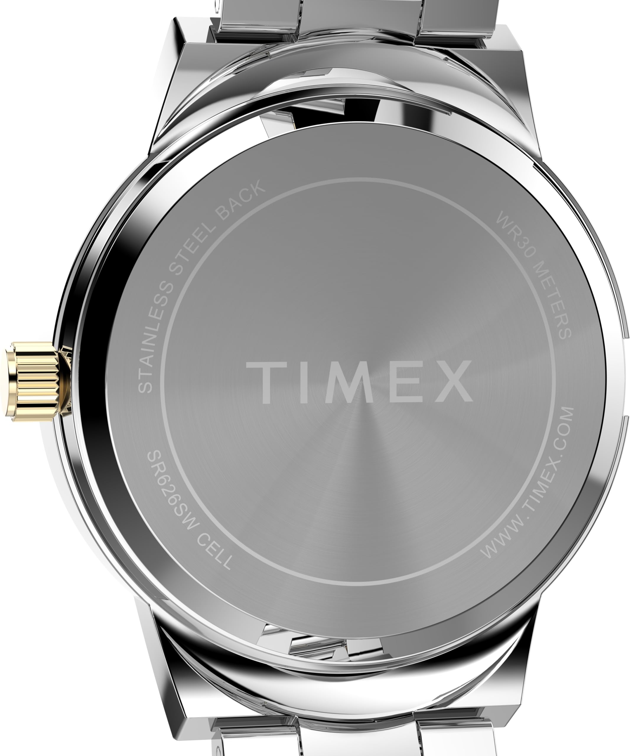 Timex Main Street TW2Y38300 Zegarek damski, 30 mm, dwukolorowa bransoleta ze stopu metali szlachetnych, srebrna tarcza i dwukolorowa koperta