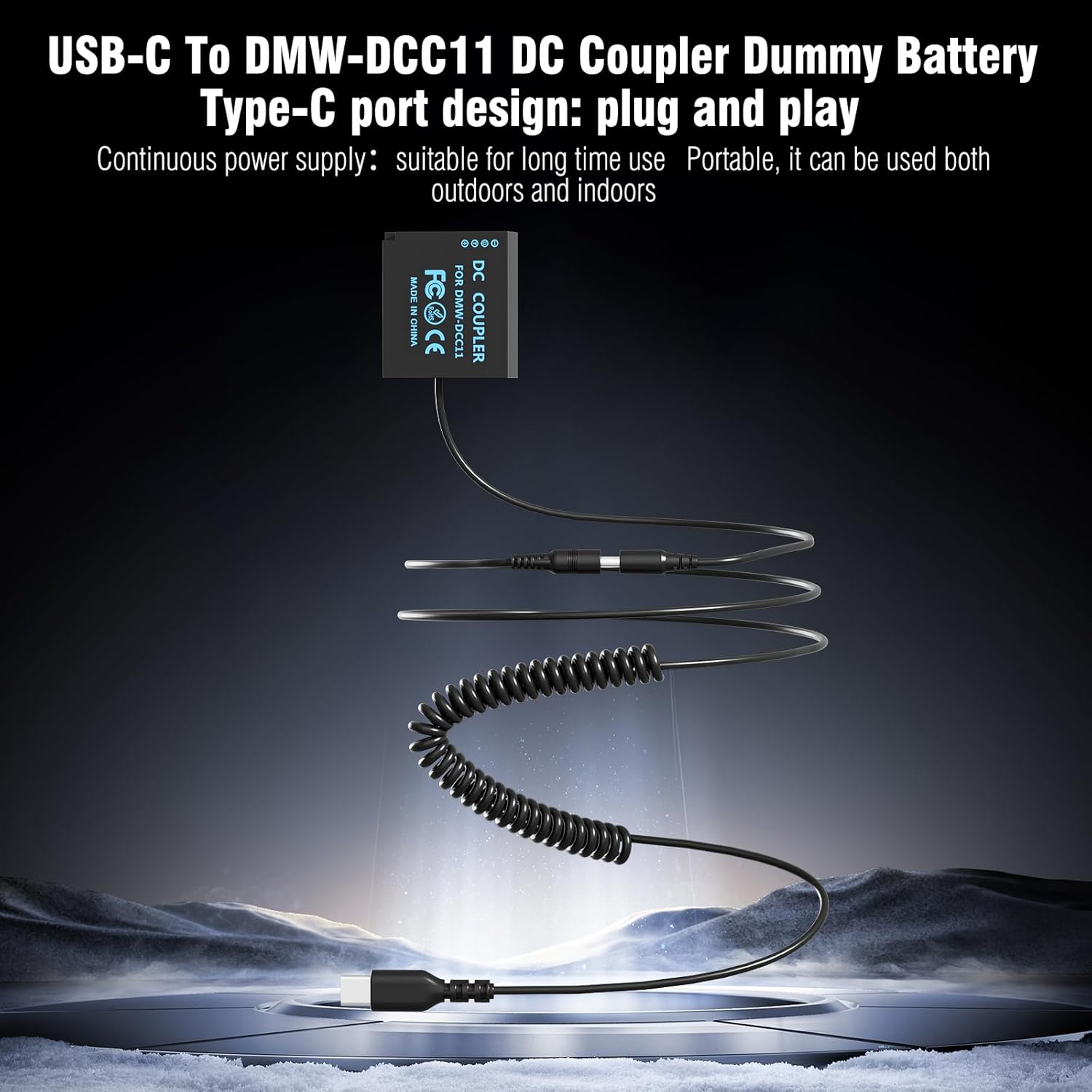 USB-C to DMW-DCC11 Dummy Battery Adapter,Replaces DMW-BLE9 / DMW-BLG10 Battery Compatible with Panasonic Lumix GX7 GX85 GX9 TX1 TX2 GF3 GF5 GF6 ZS100 ZS200 TZ110 ZS80 G100 Cameras