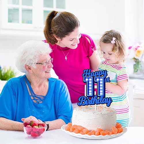 Miniatura 13 de Blue Glitter Happy Birthday 15th Cake Topper Let’s Glow Crazy Party Theme Decoration Supplies Boys Girls Happy Birthday 15 Anniversary Party Decor