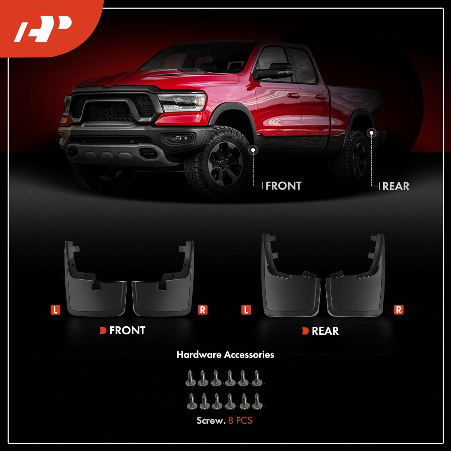 A-Premium Set of 4PCS Mud Flaps Splash (W/o Fender Flares, not fit Raptor) Compatible with Ford F-150 2015-2020 Pickup Guards Mudguards Mudflaps, Front and Rear