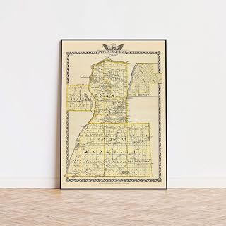 Historical Map Poster Putnam & Eastern Marshall Counties Illinois 1876 Hennepin Senachwine IL State | 11x17 12x18 16x24 24x36 Unframed Print Wall Art | Vintage Antique Rustic Gift | Home Office Decor