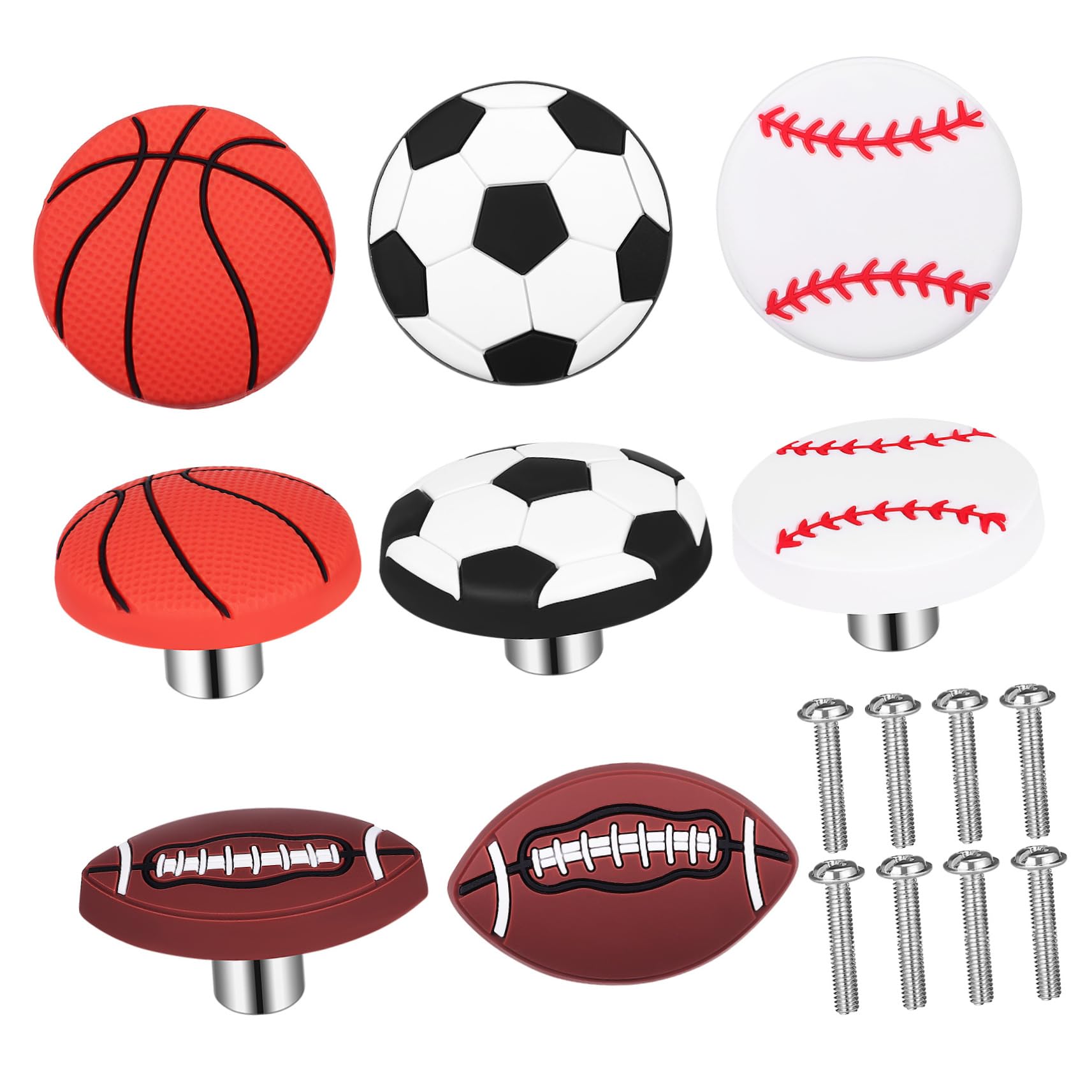 FOYTOKI Unique Boys and Girls Dresser Knobs 8 Pack Sports Ball Design Basketball Soccer Football for Boys Decorative