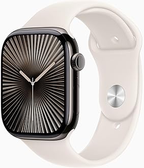 Apple Watch Series 10 [GPS, 42mm] - Slate Titanium Case with Starlight Sport Band, S/M (Renewed)