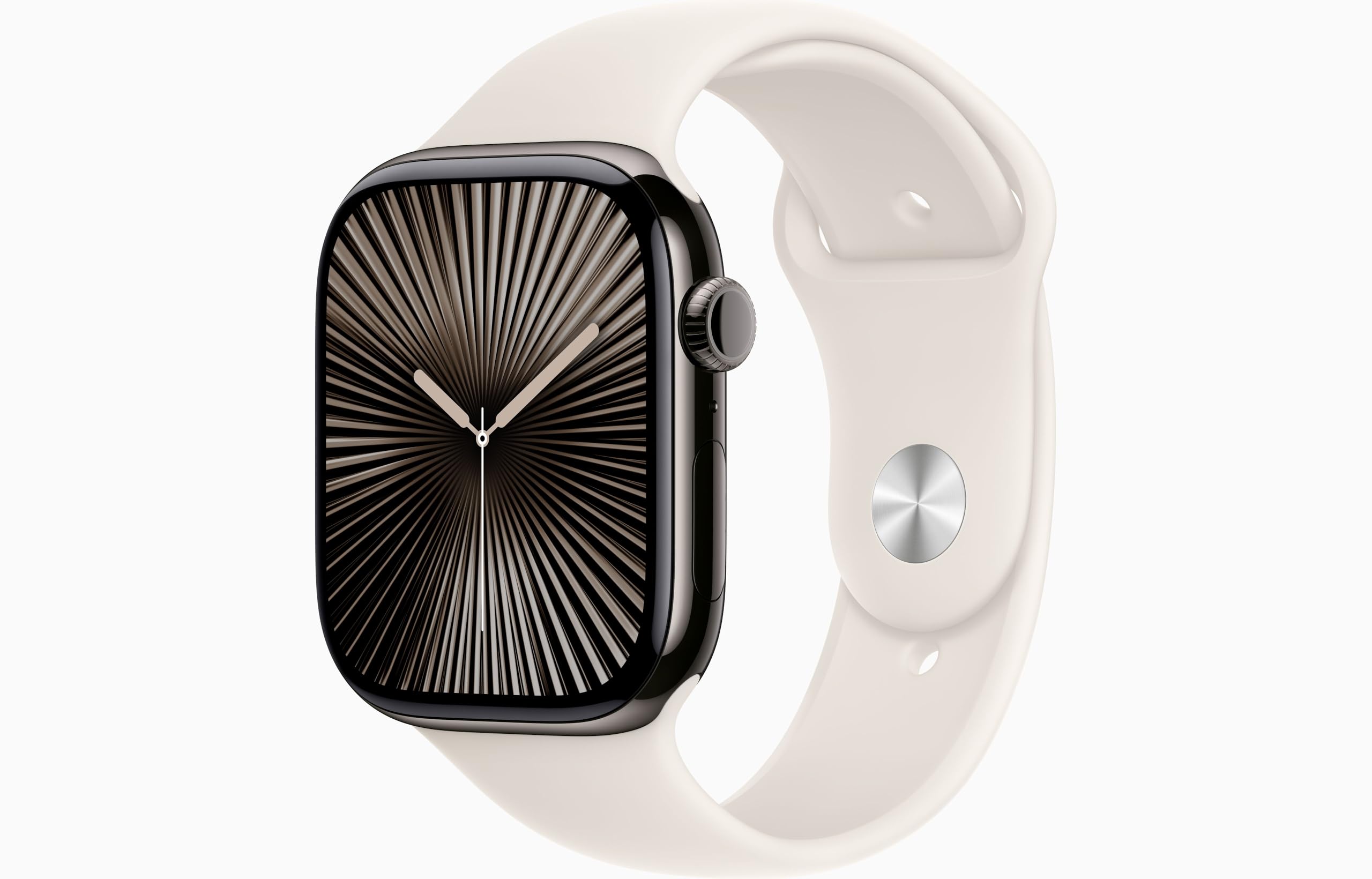 Apple Watch Series 10 [GPS, 42mm] - Slate Titanium Case with Starlight Sport Band, S/M (Renewed)