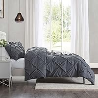 Vista 3 de Juego de funda de edredón gris tamaño King de 3 piezas, 1 funda de edredón de 104 x 90 pulgadas con cierre de botón y 2 fundas de almohada, juego