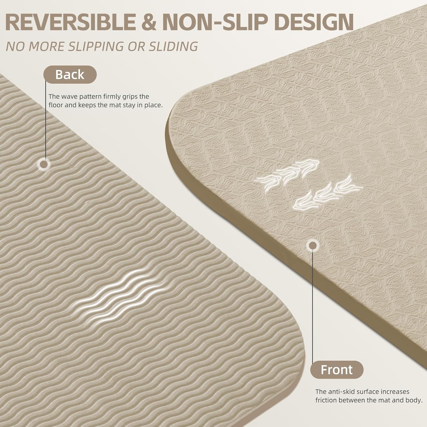 Large Yoga Mat, 72" x 36" x 2/5"(10MM) Thick Non-Slip Exercise Mat, SGS-Certified POE Material, Ideal for Home Gym, Yoga, Pilates, Fitness Workouts & Floor Mat - Image 4