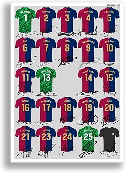 Mounted Gifts Trading Barcelona team squad 2024-2025 signed poster print framed picture photo autograph gift 24/25 Lewandowski Lamine Yamal A4 poster only