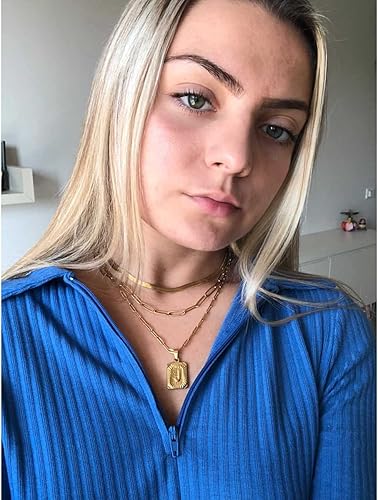 Miniatura 3 de Collares de oro con inicial de regalo para mujer, chapado en oro de 18 quilates, delicado collar de cadena de eslabones con clip, collares de oro