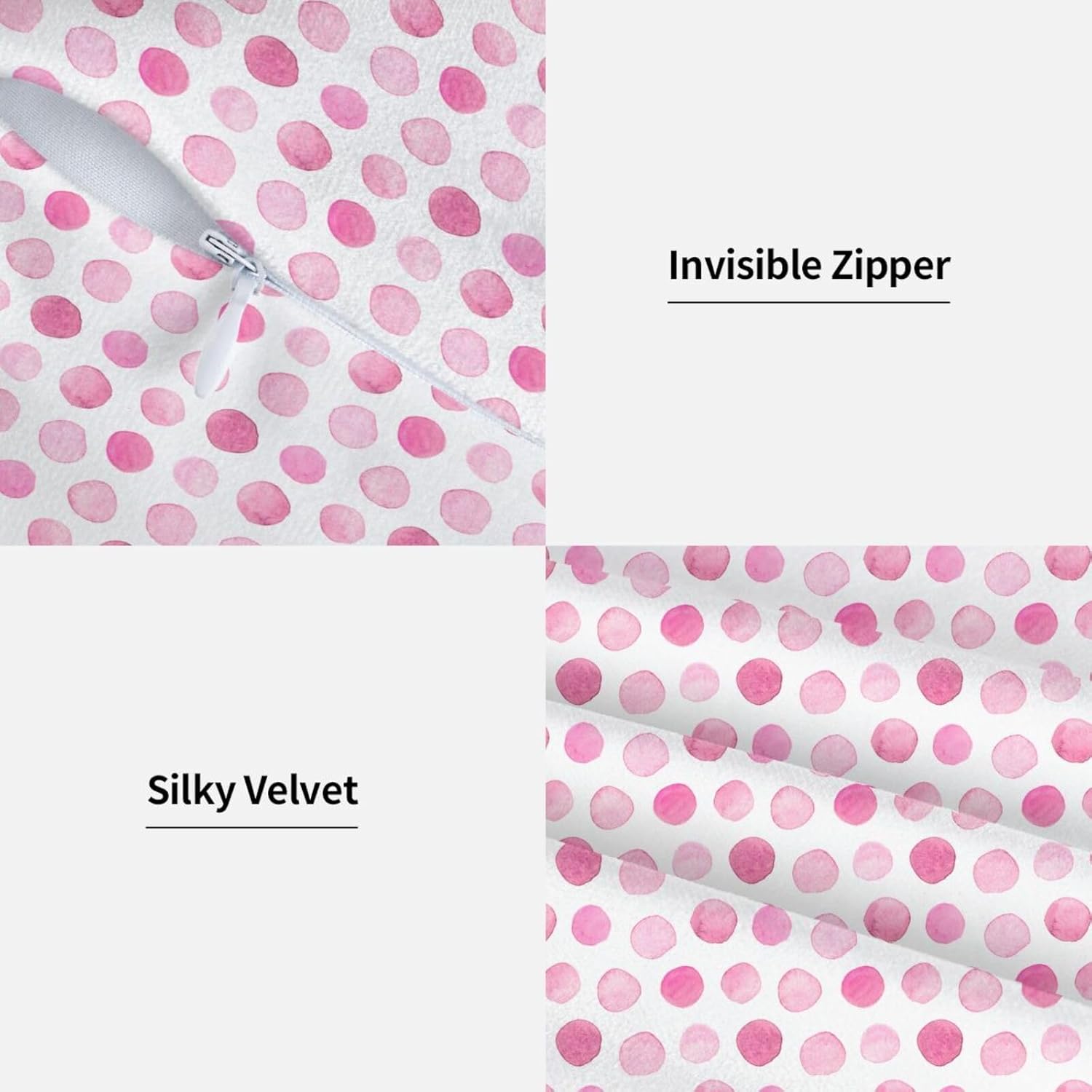 Pink Polka Dot Pillow Covers 18x18 Inch Set of 2 Modern Boho Design Throw Pillow Cover Watercolor Brush Strokes Print Square Pillowcase Cushion Cases for Home Couch Bed Sofa - Image 5