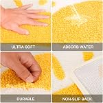 Boho Half Round Sun Bath Mat, Soft Non Slip Bathroom Rug 29"x17" | Microfiber, Absorbent, Machine Washable, TPR Backing Cute Fun Yellow Sun Bath Mats for Shower, Bathroom, Boho Bathroom Décor