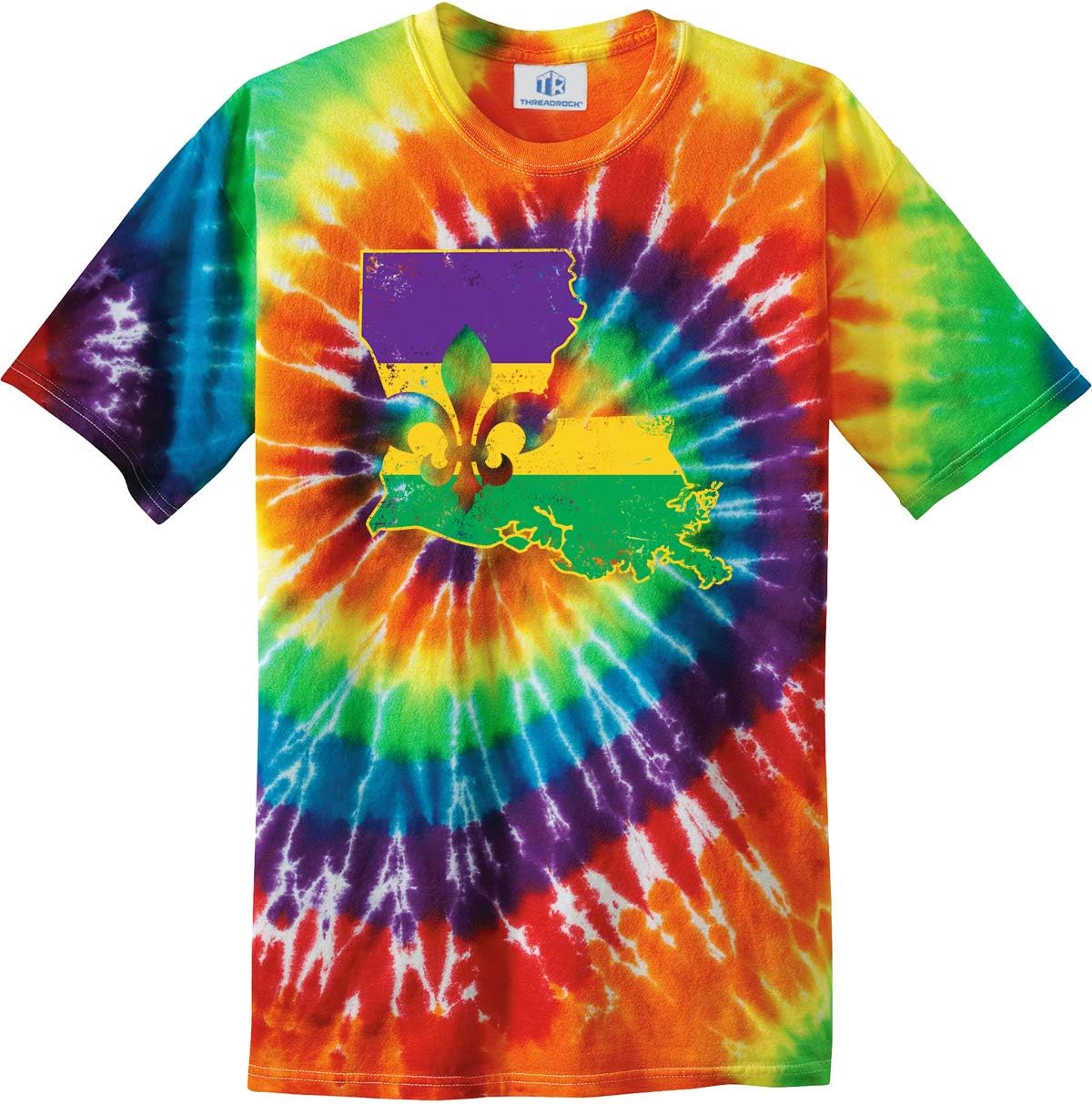 Threadrock Mardi Gras Louisiana Fleur De Lis Unisex Tie Dye T-Shirt