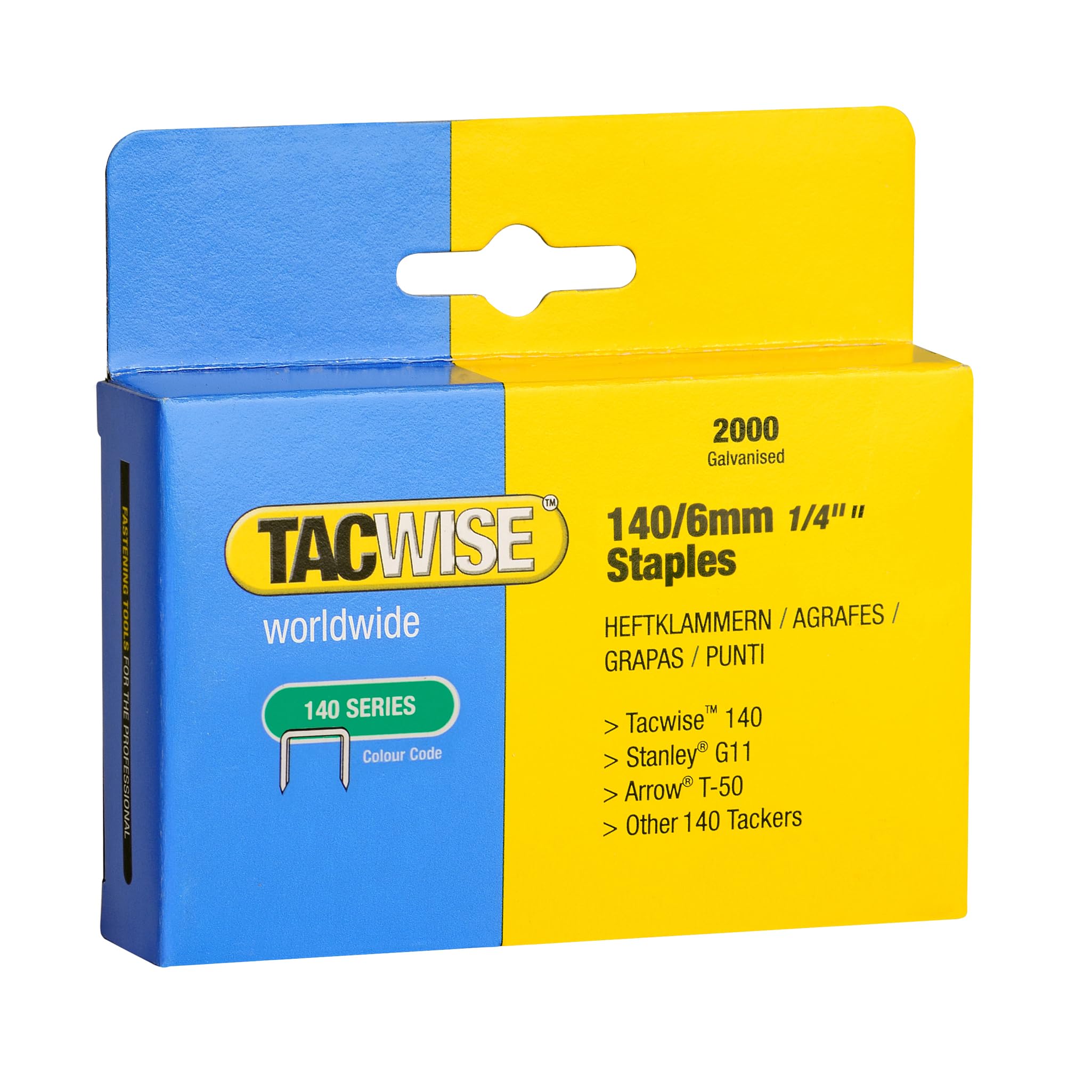 Tacwise 0345 Punti Galvanizzati Professionali, Tipo 140/6mm, Confezione da 2000