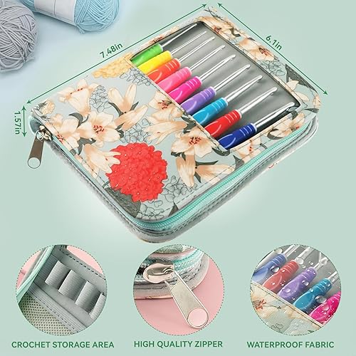 Miniatura 6 de Dasonwin Juego de 60 piezas de ganchos ergonómicos de ganchillo con estuche de viaje - Kit de agujas de ganchillo de aluminio para principiantes y