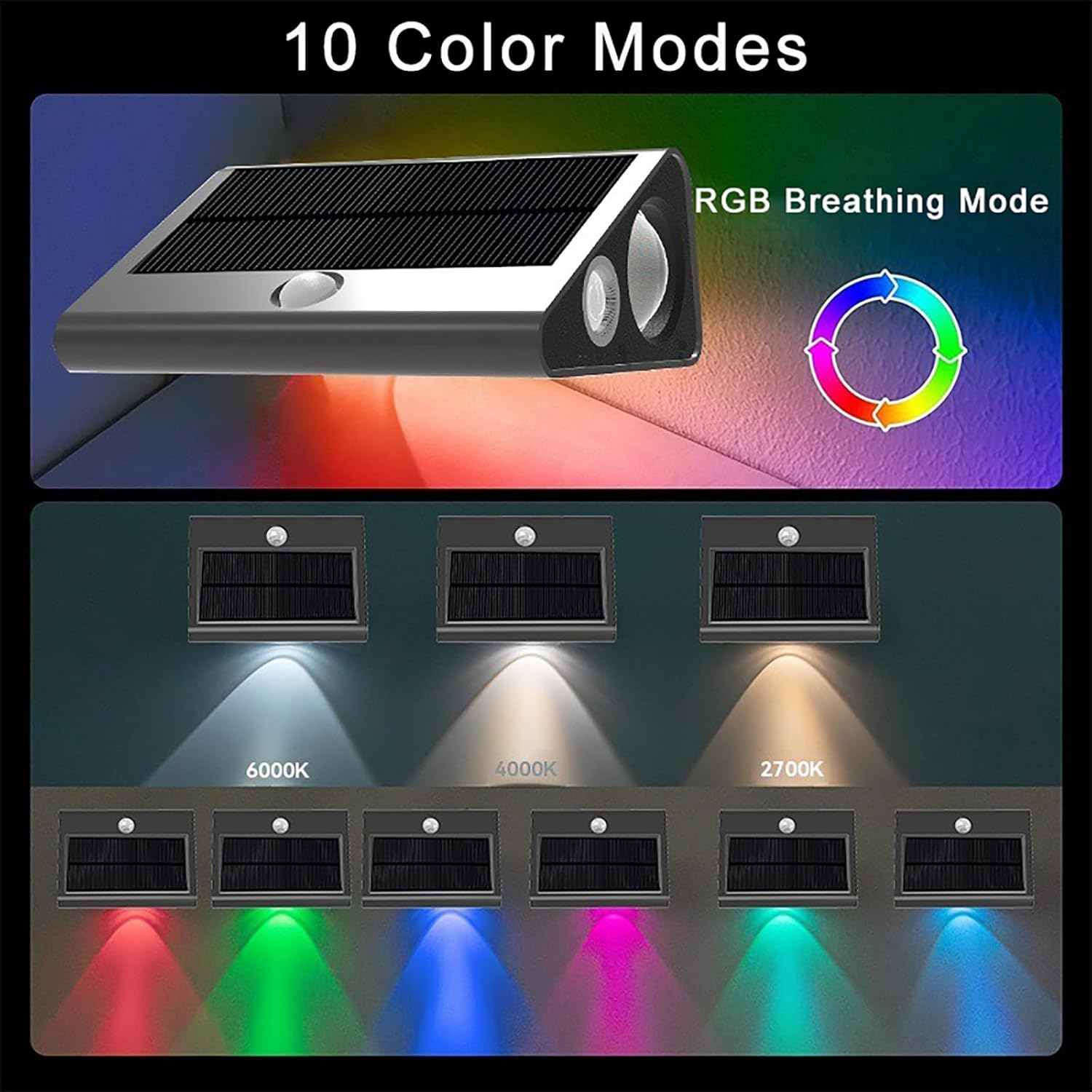 Aolyty Solar Step Lights Outdoor, LED Motion Sensor Stair Light, 4 Pack IP65 Waterproof Night Lamp for Garden, Pathway, Fence, Yard Decorative (3CCT)