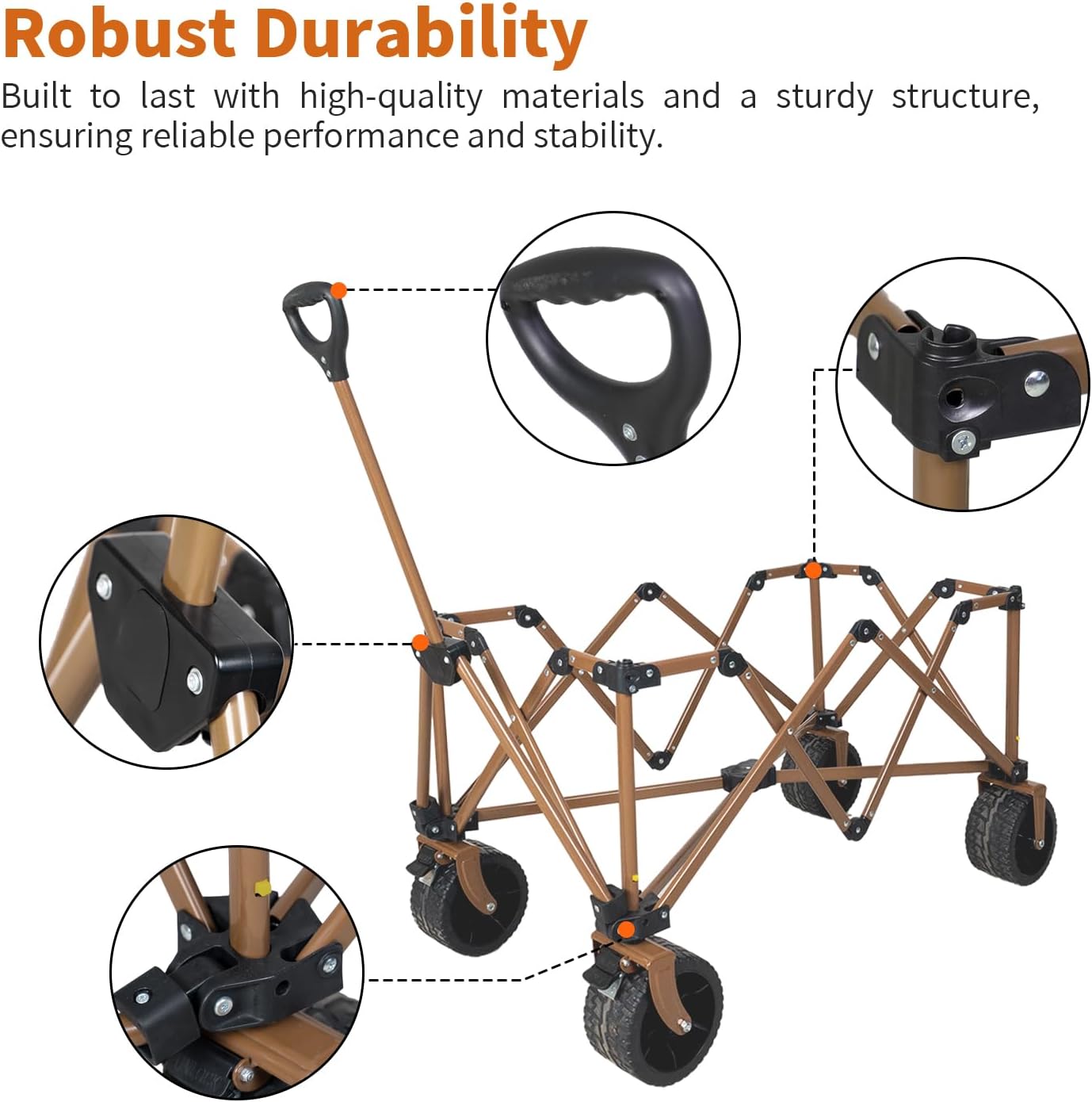 Collapsible Wagon Cart Foldable; 330lbs/300L Heavy Duty Wagons Carts Foldable; Beach Cart; Shopping Cart; Beach Wagon with Big Wheels for Sand; Collapsible Wagon; Folding Wagon; Garden Cart.