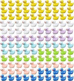 120pcs Mini Resin Ducks for Crafts, Tiny Duck Accessories, Miniature Figures Micro Fairy Garden Landscape Aquarium Hide and Seek Prank Dollhouse Ornament Potted Plants Cake Decoration for Party Toys