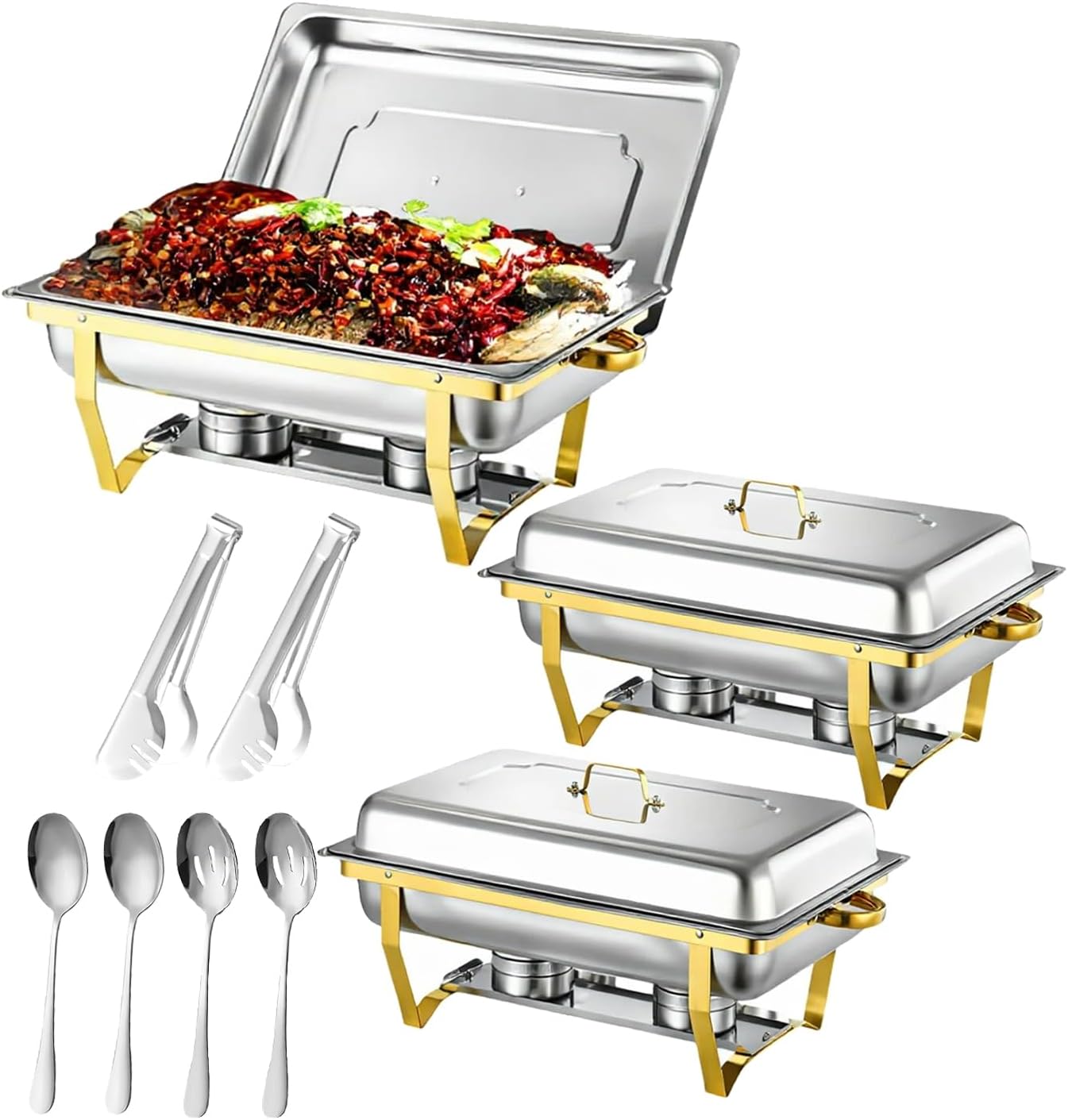 Warm Server 2 Pack 9L Chafing Dish Buffet Catering Food Warmer Pan Cold and Warm ...