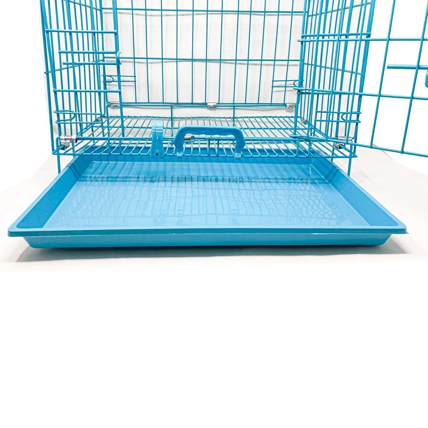 DRK Shopmart Double Door Cage with Removable Tray, Durable Folding House for Pets,Heavy Duty Dog, Travel Carrier Flight Crate for Dogs, Cats and Rabbits. (36inch Blue)Metal