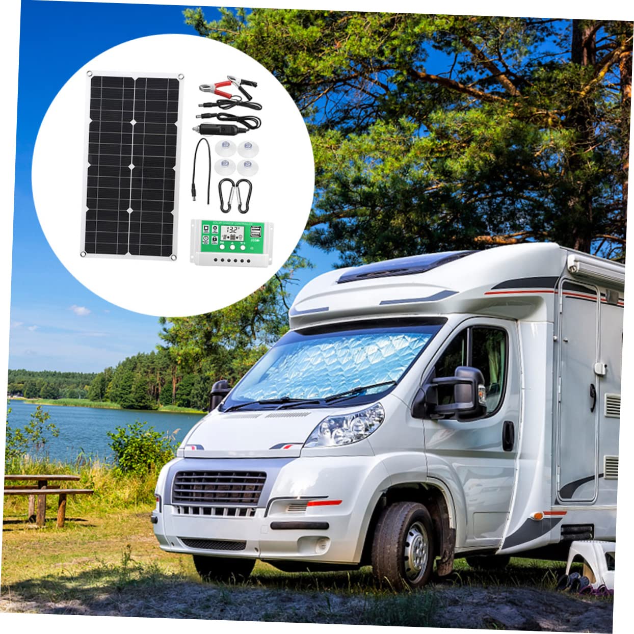 Panel Solar Plegable 25w 18v de Silicio Monocristalino Negro | 1 Juego, Protección Inversa, Portátil, para Hiking y Montañismo, Kit Fotovoltaico Control 30a