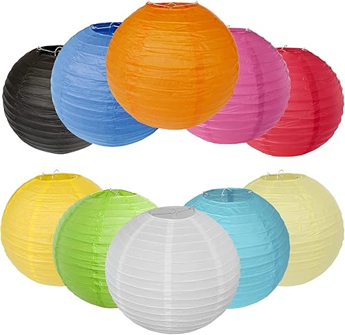 10 faroles de papel chinos para decoración de fiesta para celebrar cumpleaños, boda, aniversario, varios festivales, 10 pulgadas, multicolor