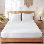 LIFETOWN 100% Washed Cotton 4 Pieces Sheet Set Linen Feel Natural Wrinkle Breathable Lightweight (Queen, Linen)