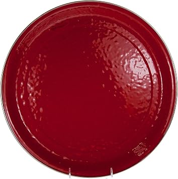 Golden Rabbit Enamelware Large Serving Tray, 20 inch, Solid Red Textured
