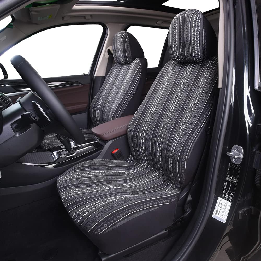 AUTOYOUTH Universal Auto Baja Saddle Blanket Bucket Seat Cover Weave Aztec Tribal Ethnic Navajo Print Stripe Car Seat Accessories for Car,Truck, Van, SUV - Airbag Compatible