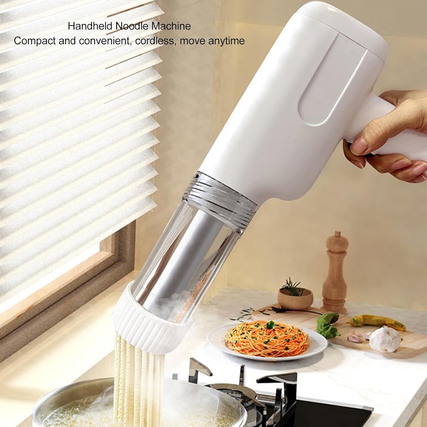 Handheld Electric Pasta Maker Electric Noodle Maker High Efficiency Handheld Press Pasta Machine with 6 Molds for Home